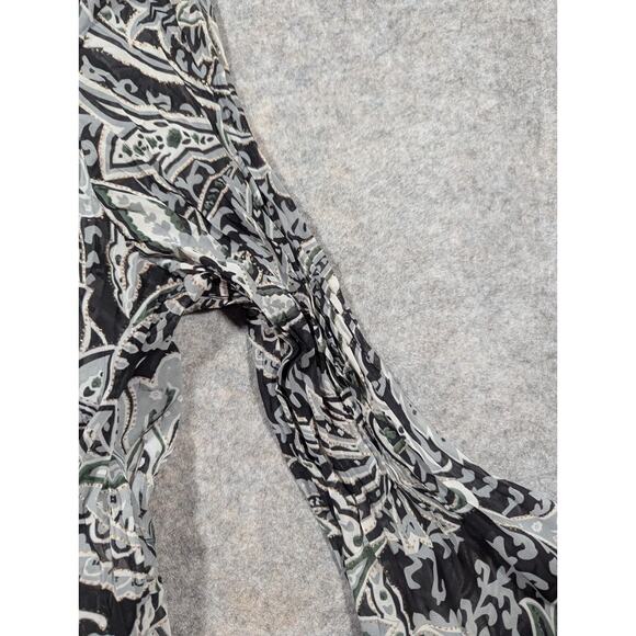 Notations 90s Flowy Ruffle 2X Tie Front Black Gray Patterned Floral Top w Tank - Picture 6 of 9